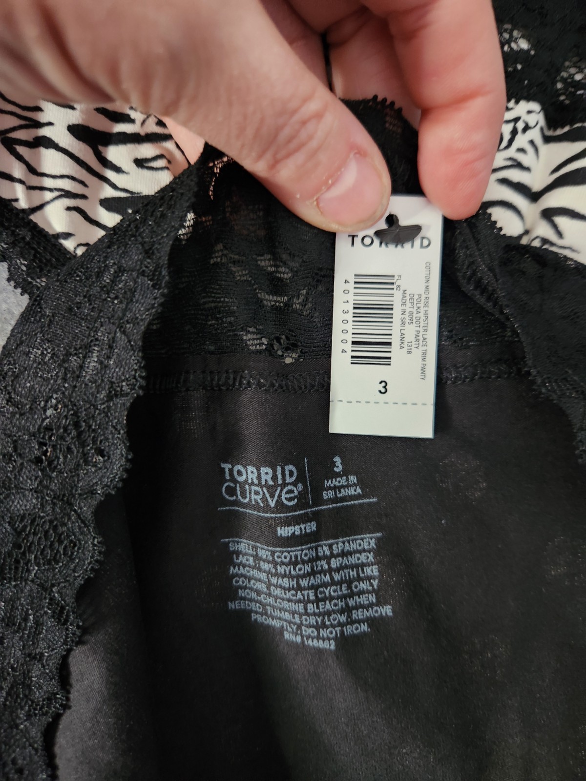 NWT 2 Pair Torrid Mid-Rise Cotton Hipster Lace Trim Panty 3X Tiger Polka Dot