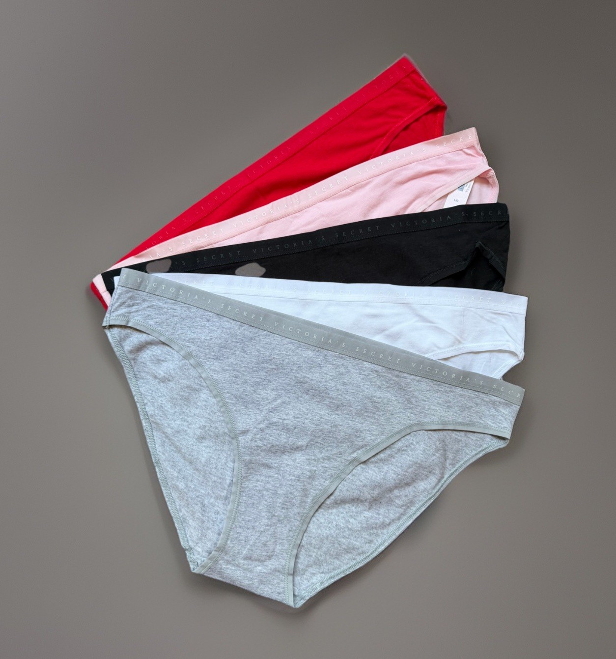 5-Pack Victoria’s Secret sz L Stretch Logo Cotton Bikini Panty Lot Bundle Set