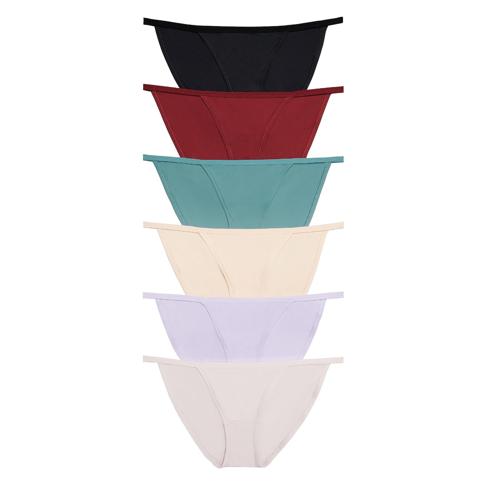 Nabtos Women Nylon String Bikini Silky Panties Low Rise Cotton Liner Lot 6 M