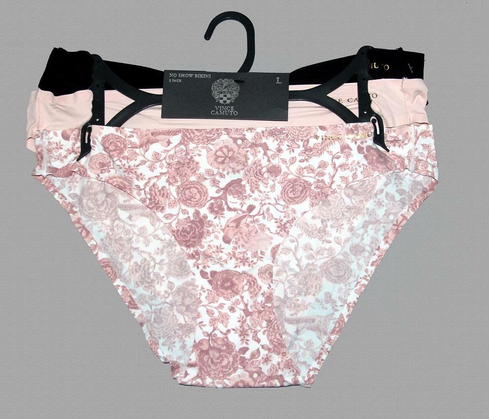 3 Vince Camuto Dusty Pink Floral Birds Black Mauve No Show Bikini Panties Wm $36