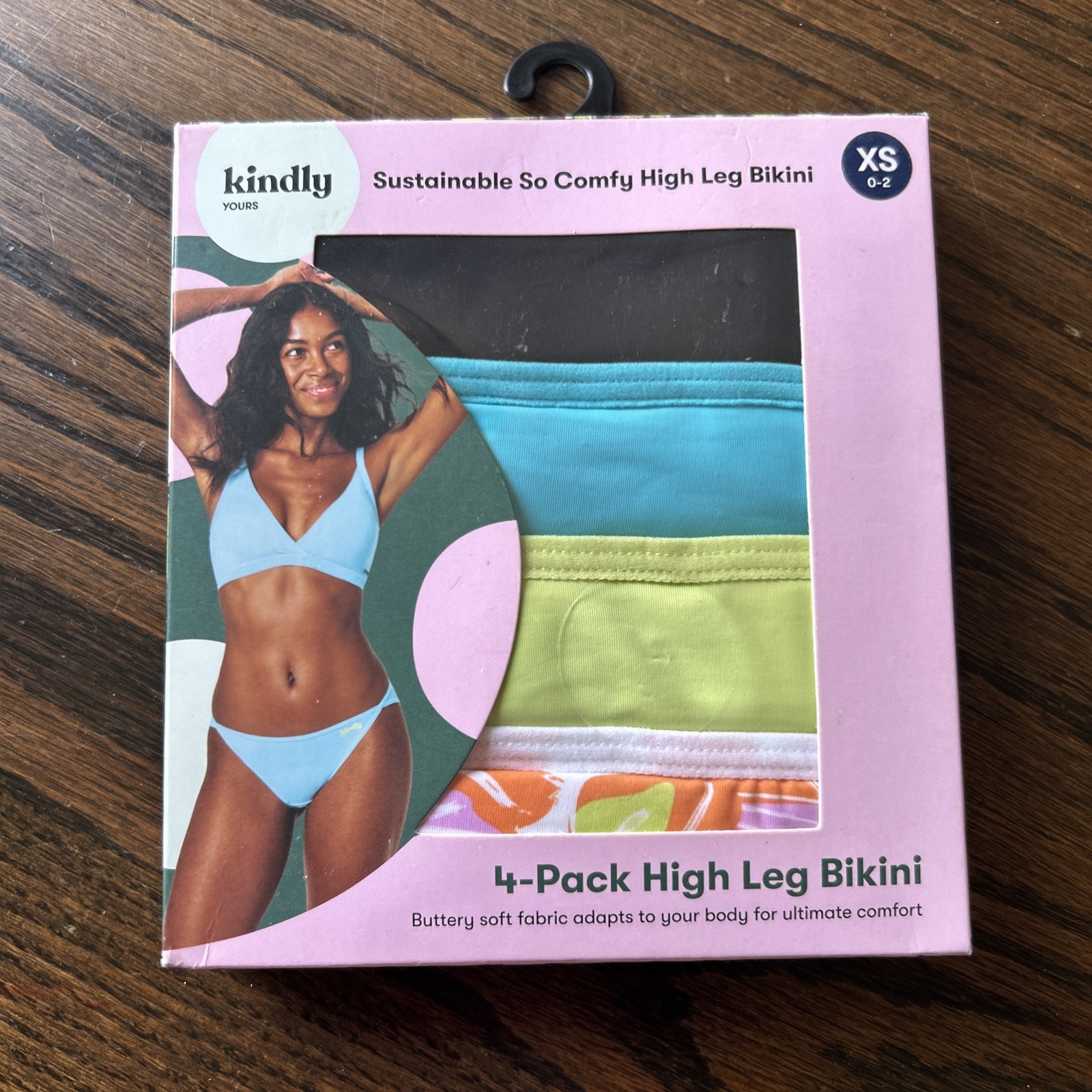 Kindly Yours Womens XSmall High Leg 4-PACK So Comfy Bikini Panties Floral Solid