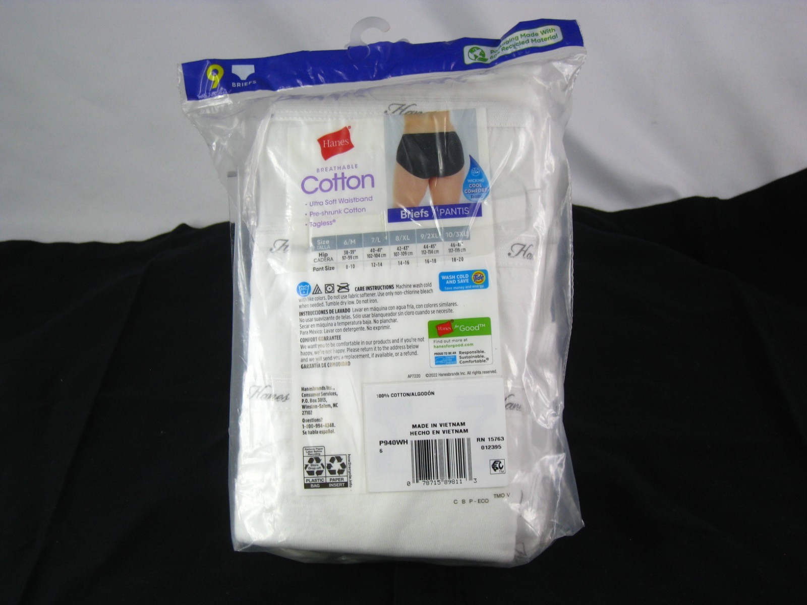 Hanes Breathable Cotton Tagless Briefs 9pk Women Size 6/M No Ride Up Waistband