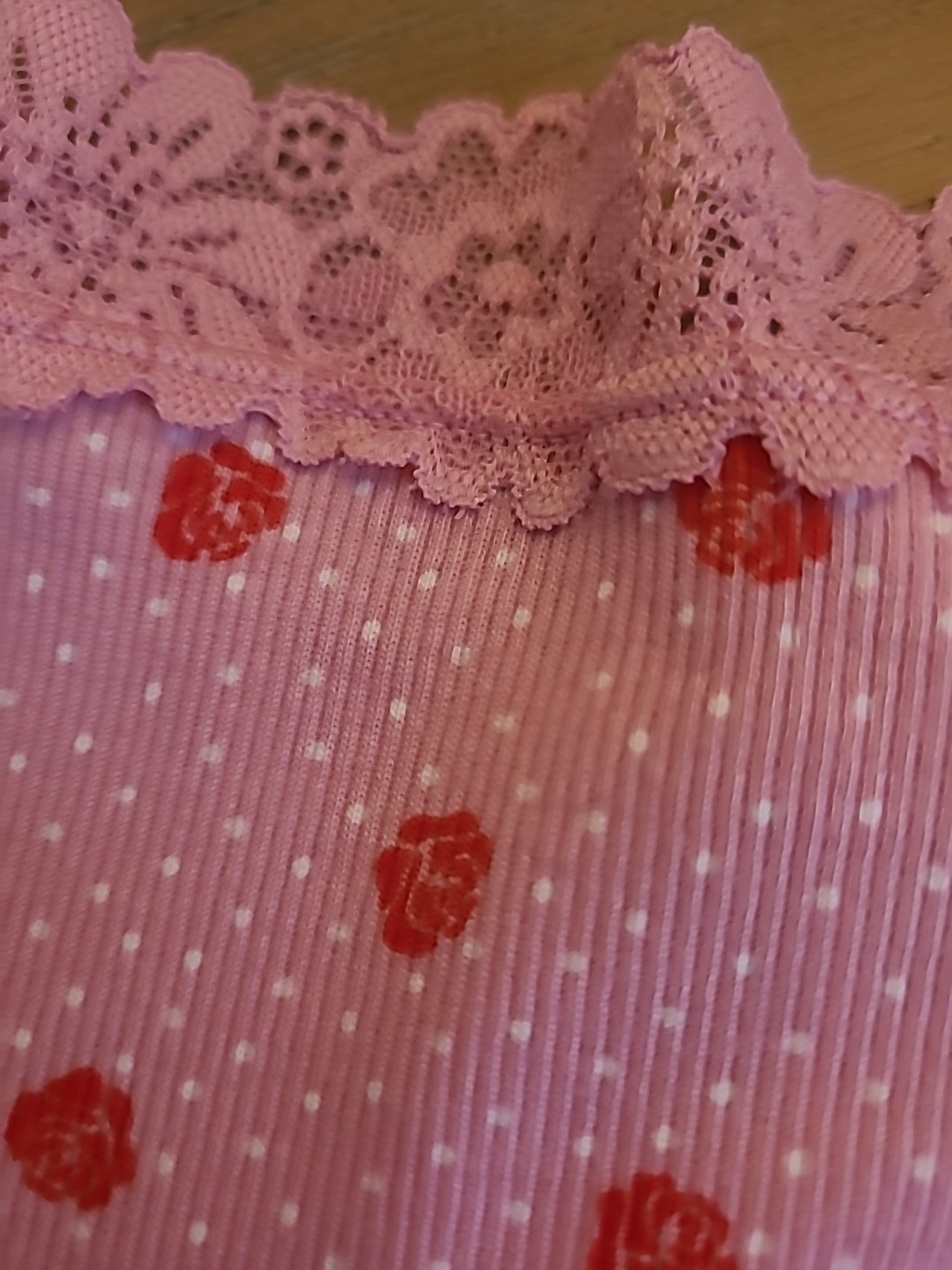 New! Pink Victoria’s Secret Cheeky Underwear Lace With Roses Polka Dots Size L