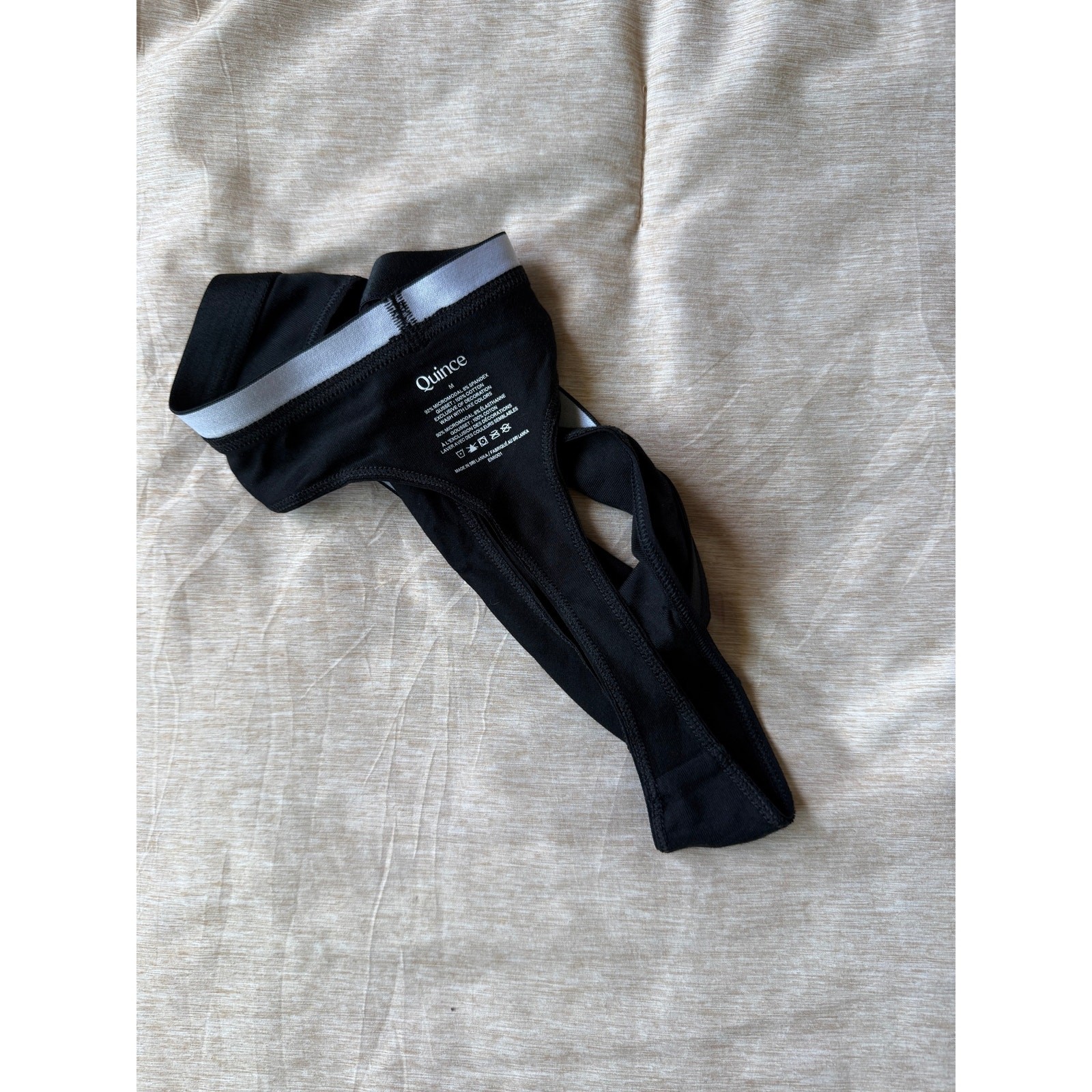 quince micromodal thong underwear women size medium in black – 6 pack