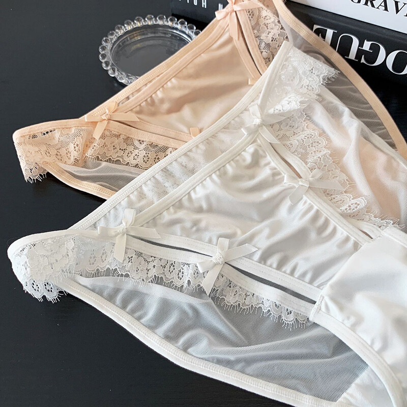 4 Pack Lot Sexy Womens Satin Panties Underwear French Sheer Lace Bikini Lingerie