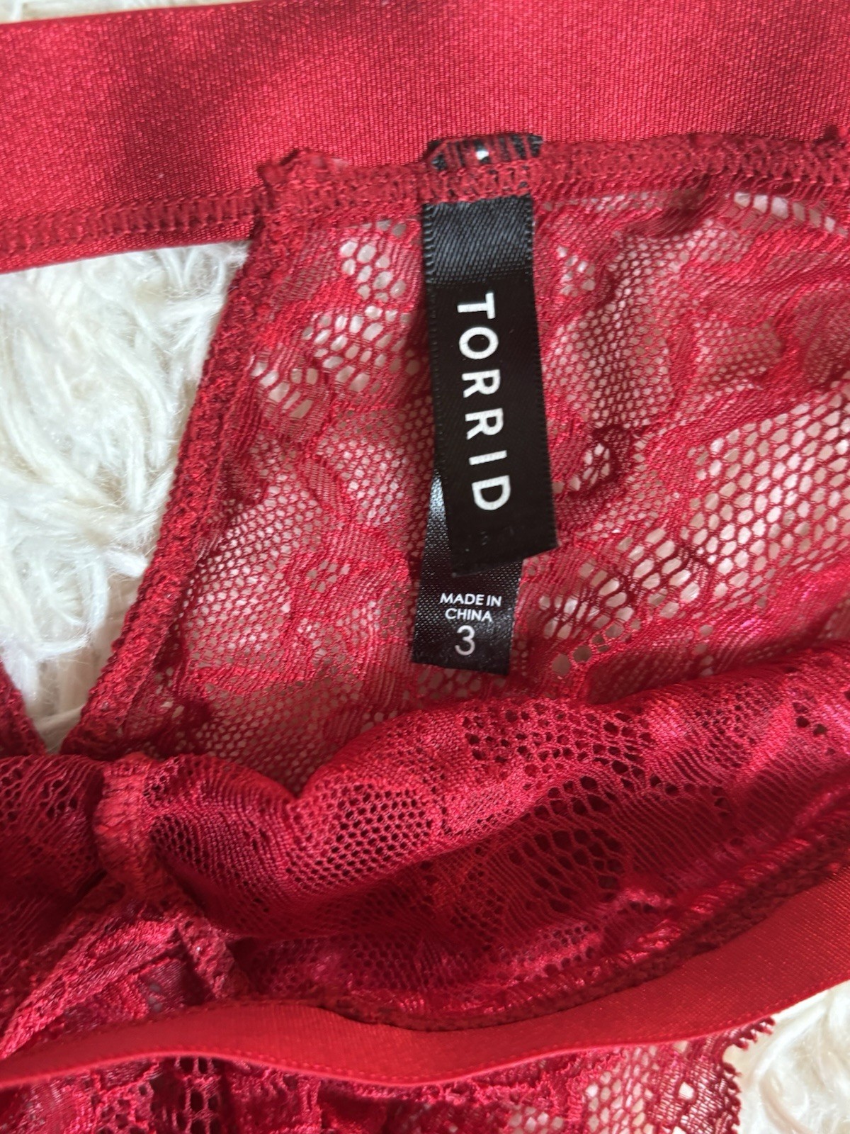 Torrid Women’s 3/3X Candy Red Lace Ribbon Side-Tie Panty NWOT As Is