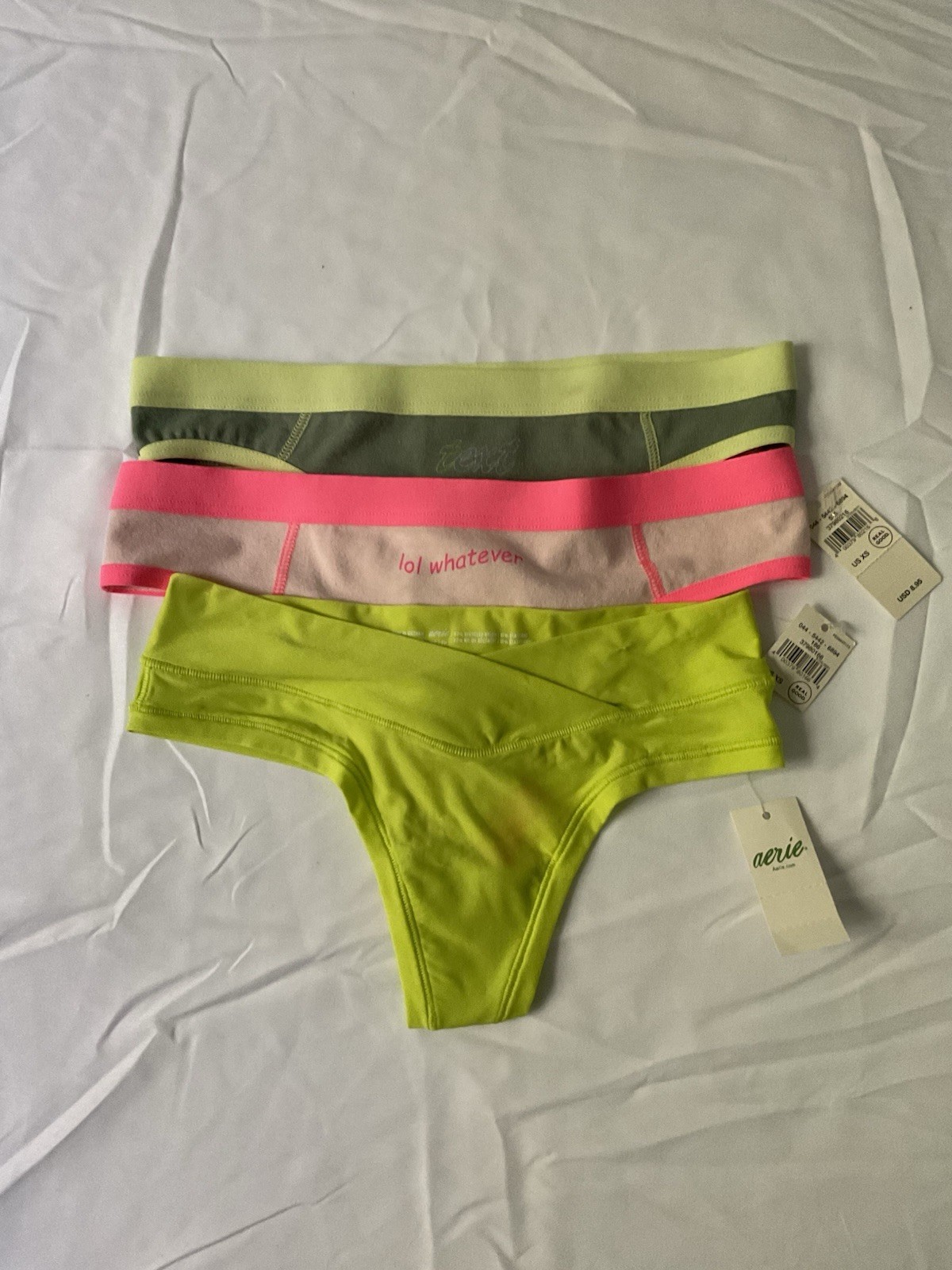 3 Pair of Aerie Thong Panties Size XS NWT Bright Colors Fast Shipping