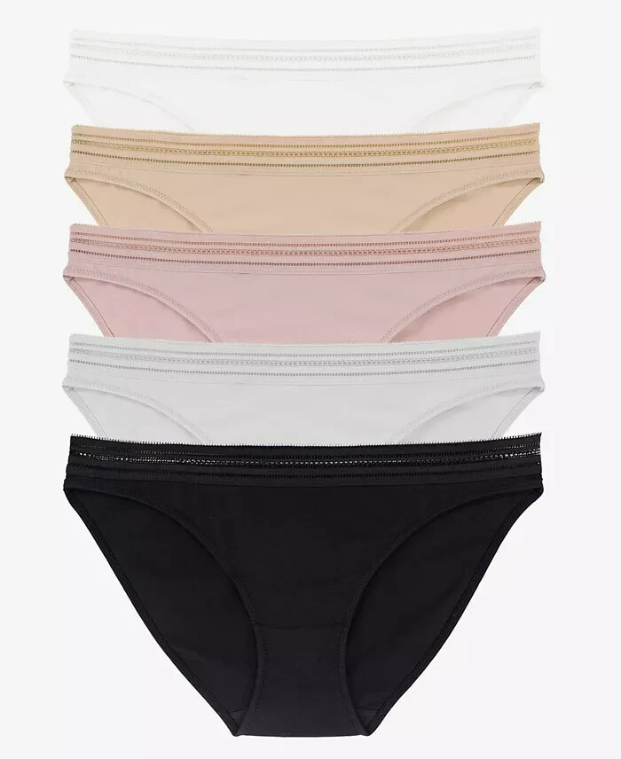 Dorina Giana Hipster Panty Set 5 Piece – Ivory, Beige, Pink, Gray, Black Size L