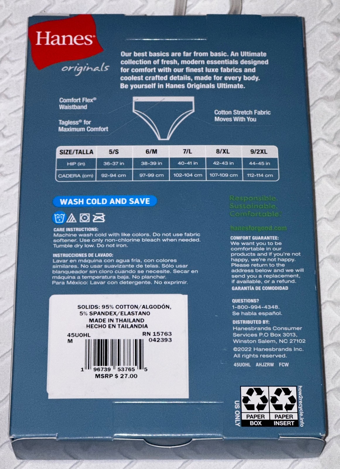 HANES 3 Pk Ultimate Stretch Cotton Red Black Hi Legs Panty Womens M 6 L 7 XL 2XL