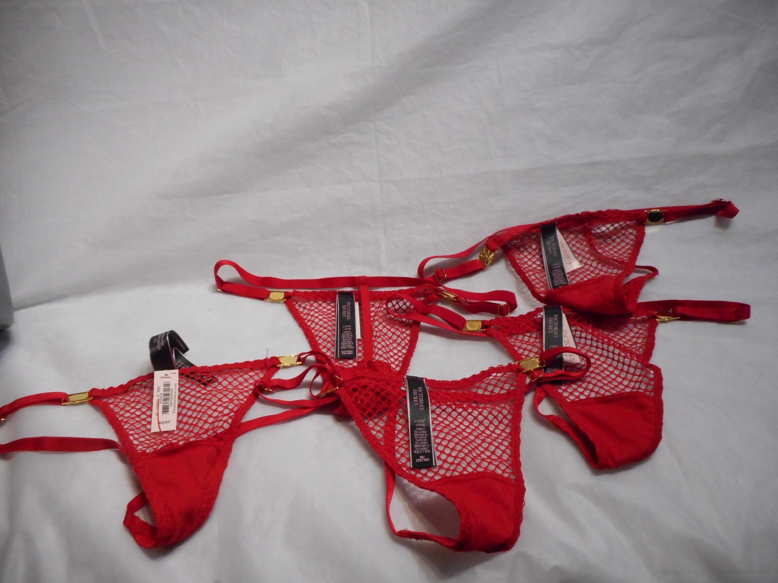 Victoria’s Secret Red/Gold Netted V String XS,S/P, & Medium