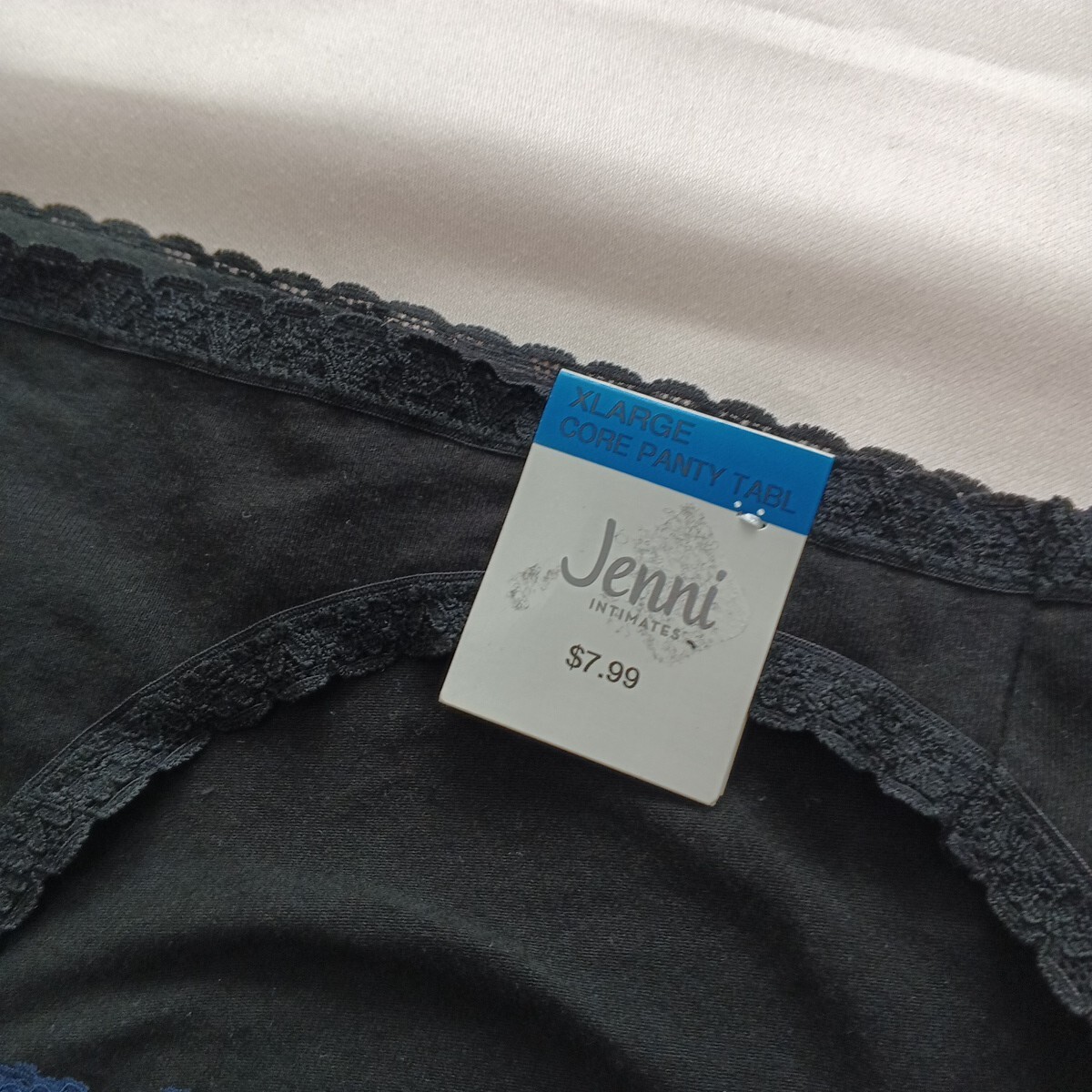 2 Pack Jenni Bikini & Thong Size XL Blue Black Lace Detail Cotton Blend