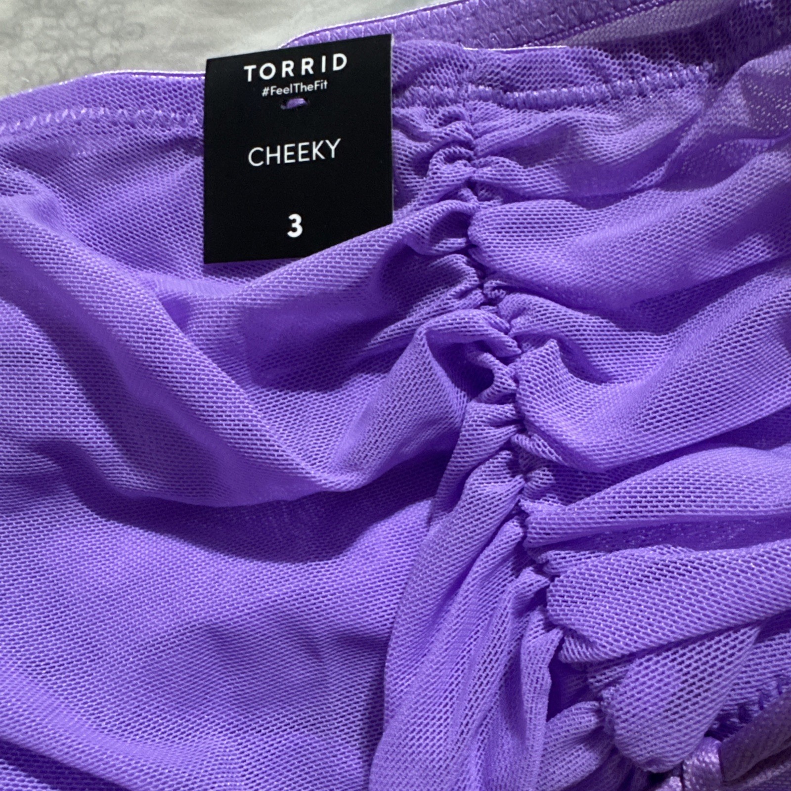 Torrid Purple Lavender Ruched Bow Sheer Mesh Cheeky Panty Plus Size 3 3X 22/24