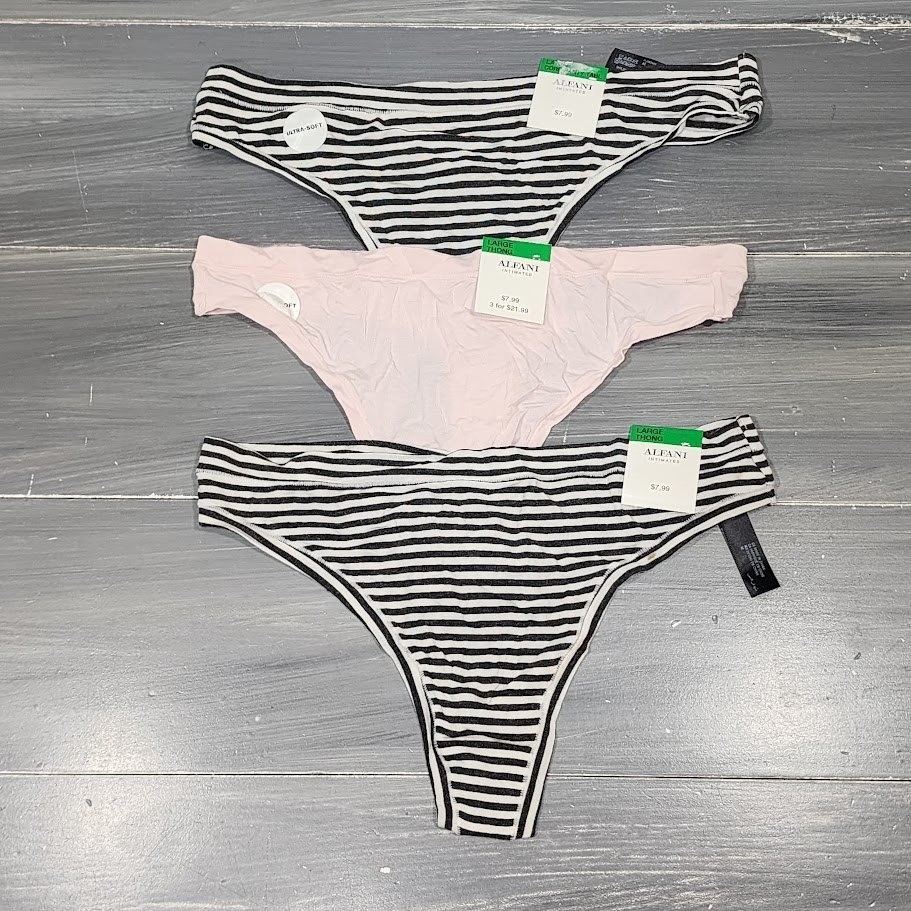 Alfani Intimates Thong Panties Underwear 3 Pair Size Large