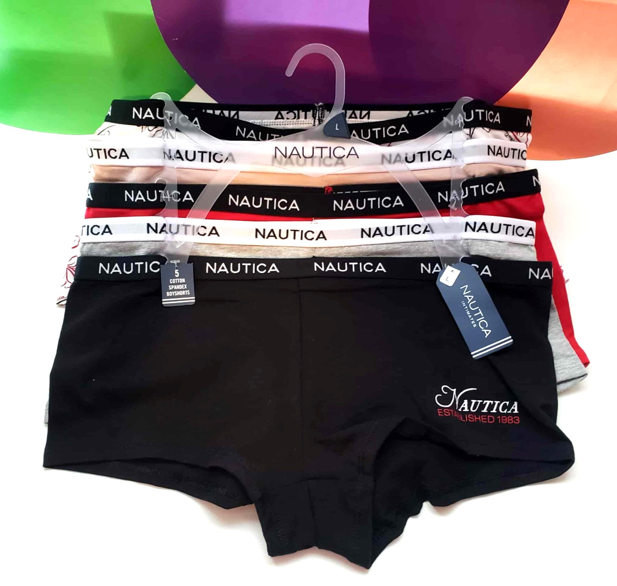 Nautica Intimates for Women’s 95% Cotton 5% Spandex Style 4463-17, 5-Pack Size L