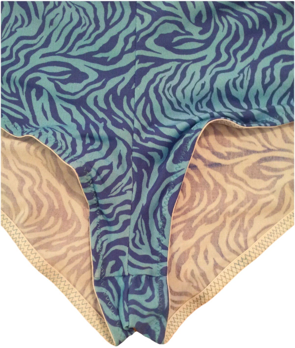 Boyleg Panties Blue Zebra Animal and Geometric Print Size 3X(10)-4X(11) Sexy NWT