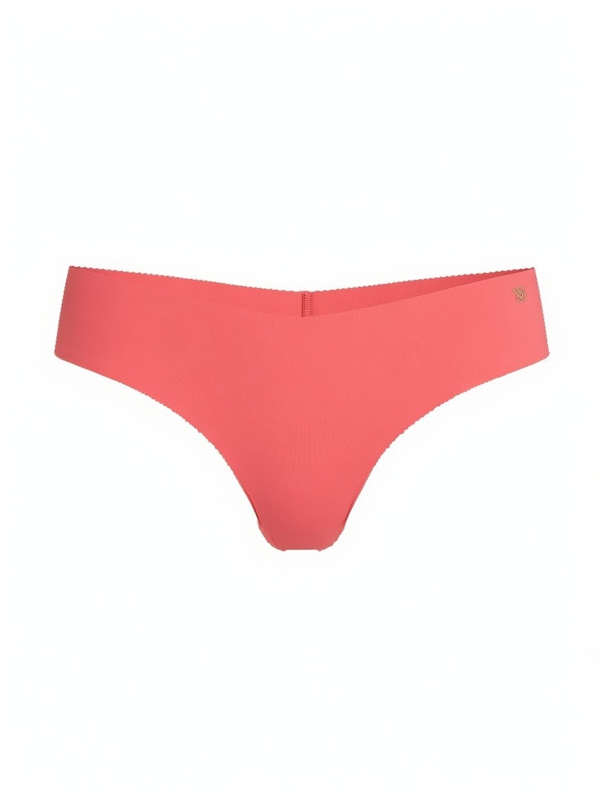 Victoria’s Secret No-Show Thong Panty Size L Neon Coral Pink NWT Rare Color