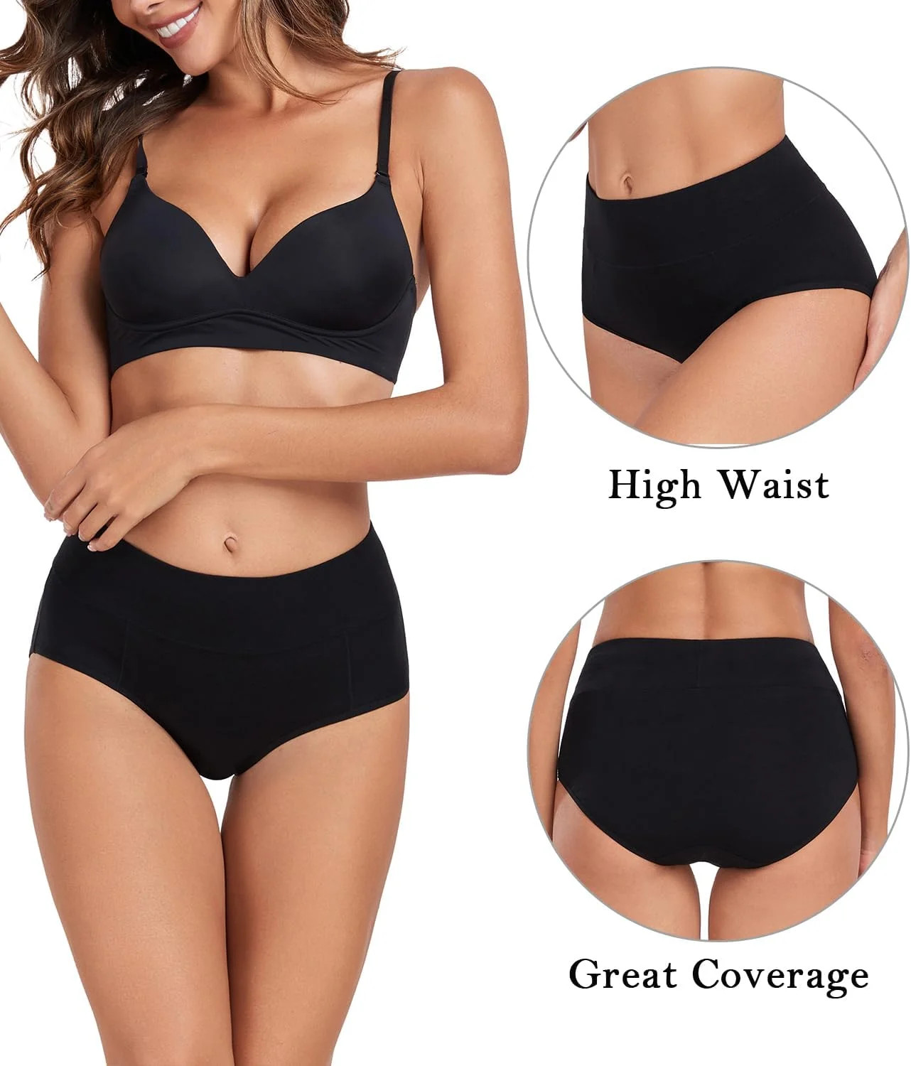 High Waist Cotton Briefs for Women 5 Pack X-Large Full Coverage