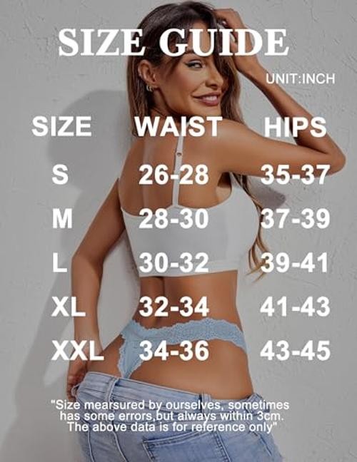 Women’s Underwear Lace Waist Thongs Ribbed Sexy T Back XX-Large Sky Blue