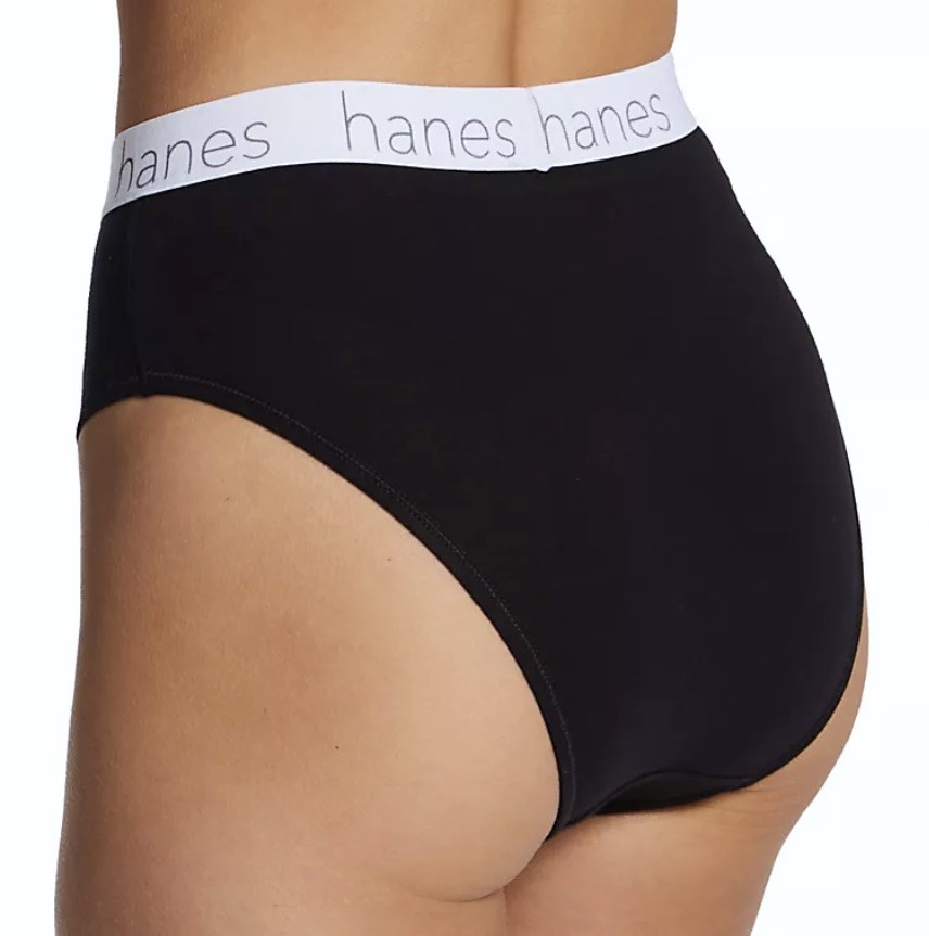 HANES 3 Pk Ultimate Stretch Cotton Red Black Hi Legs Panty Womens M 6 L 7 XL 2XL