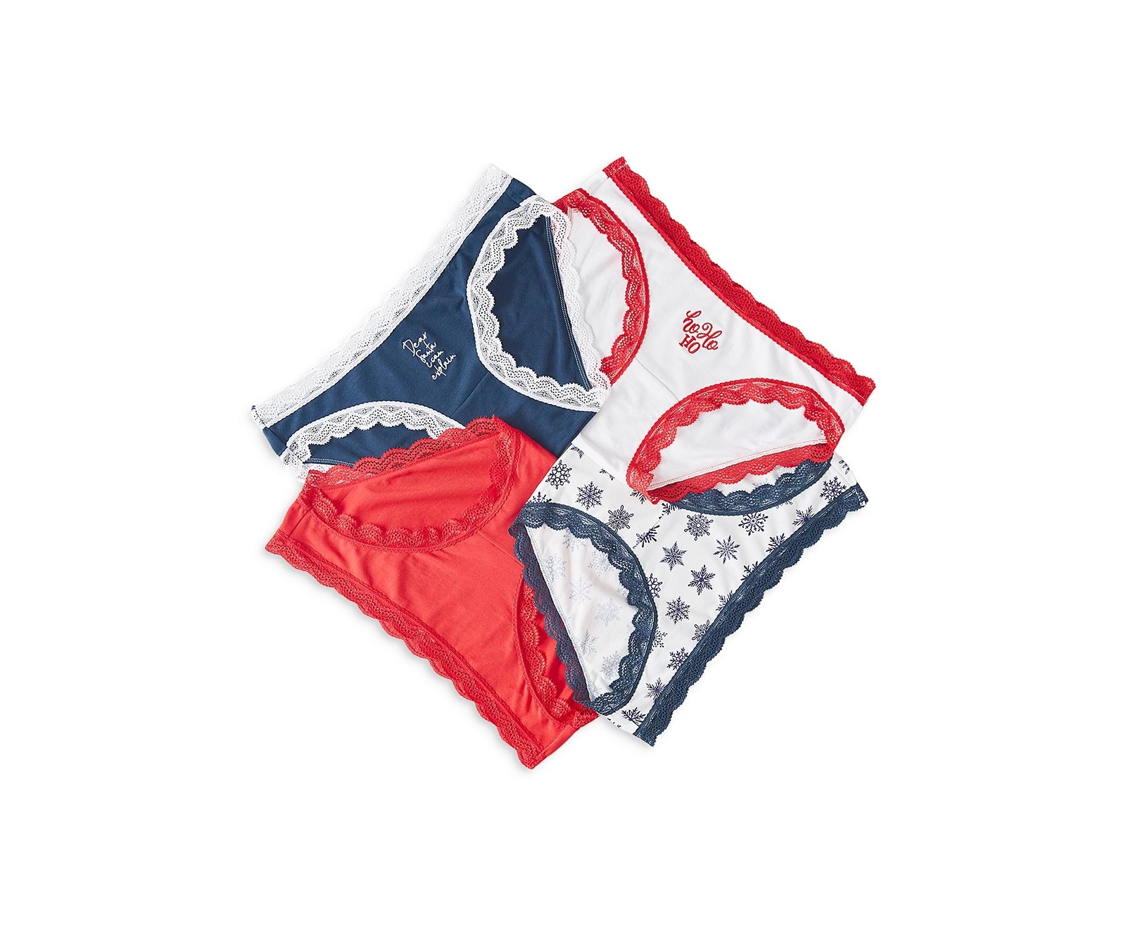 Stripe & Stare ESF-12348 Women’s 4 Lace Trim Holiday Bikini, XS, Red/White/Blue