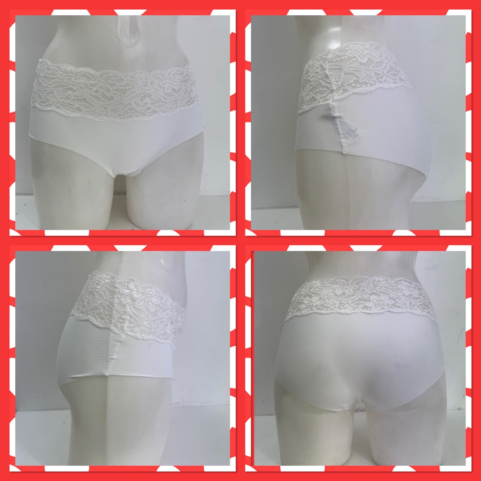 Ladies Ex OYSHO No VPL Lace Trim Short Briefs 6 Pack Size 6-8