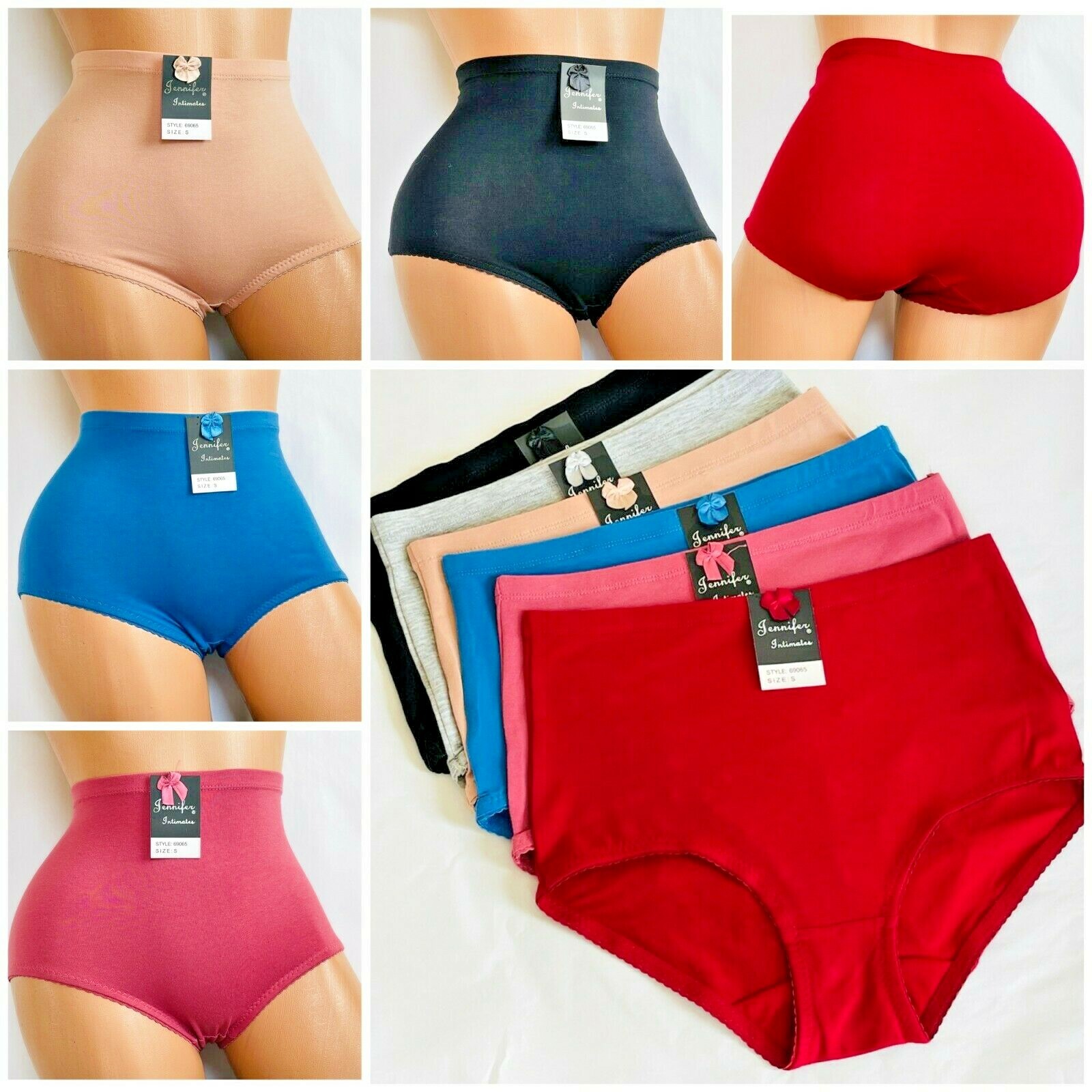 3/6 Pack Women High Waisted Briefs Bikini Panties Cotton Comfy 65 Underwear S-2X