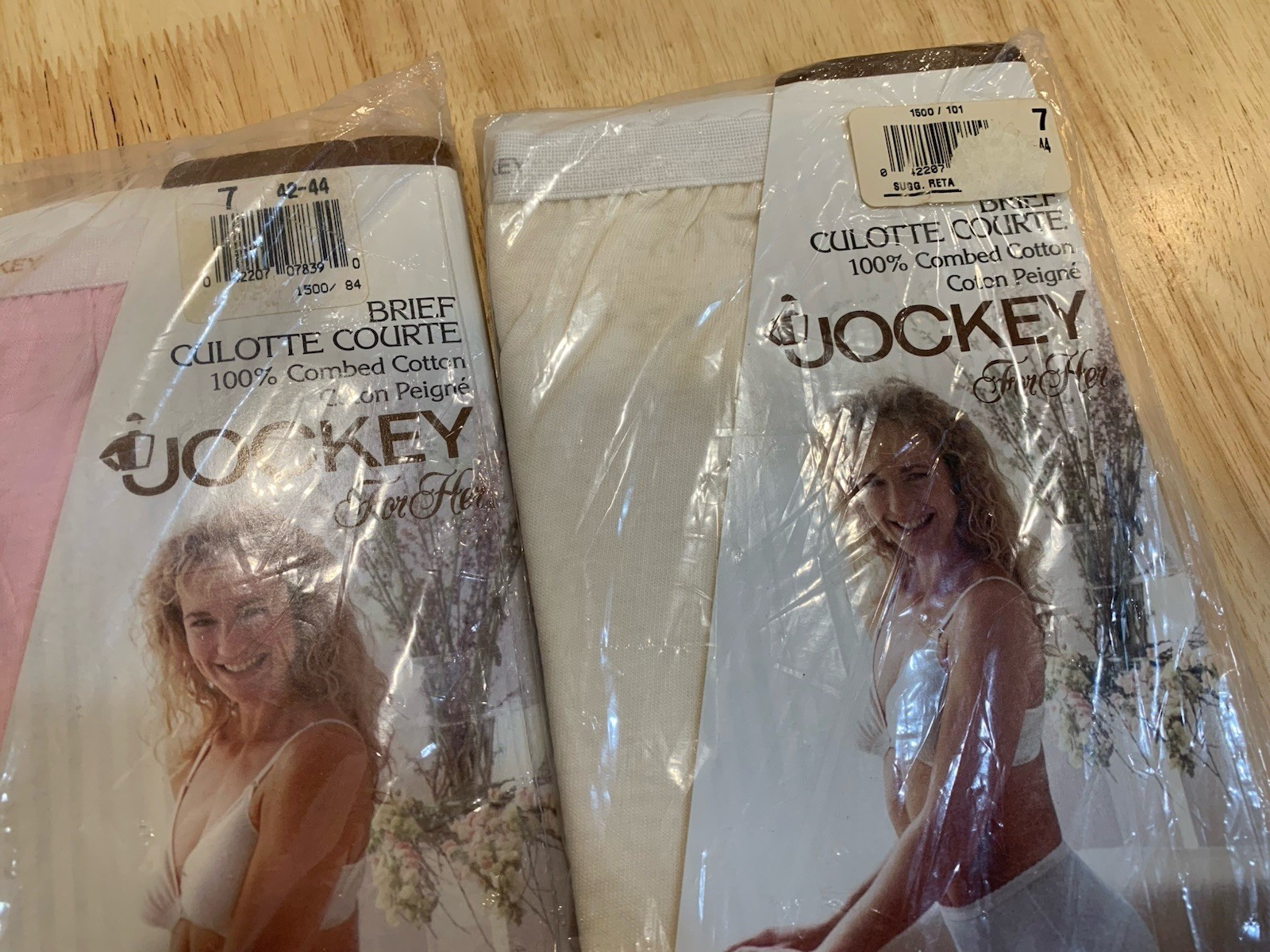 Vintage 1992 Jockey For Her 3 Pair Brief Size 7 Culotte Courte 100% Comb Cotton
