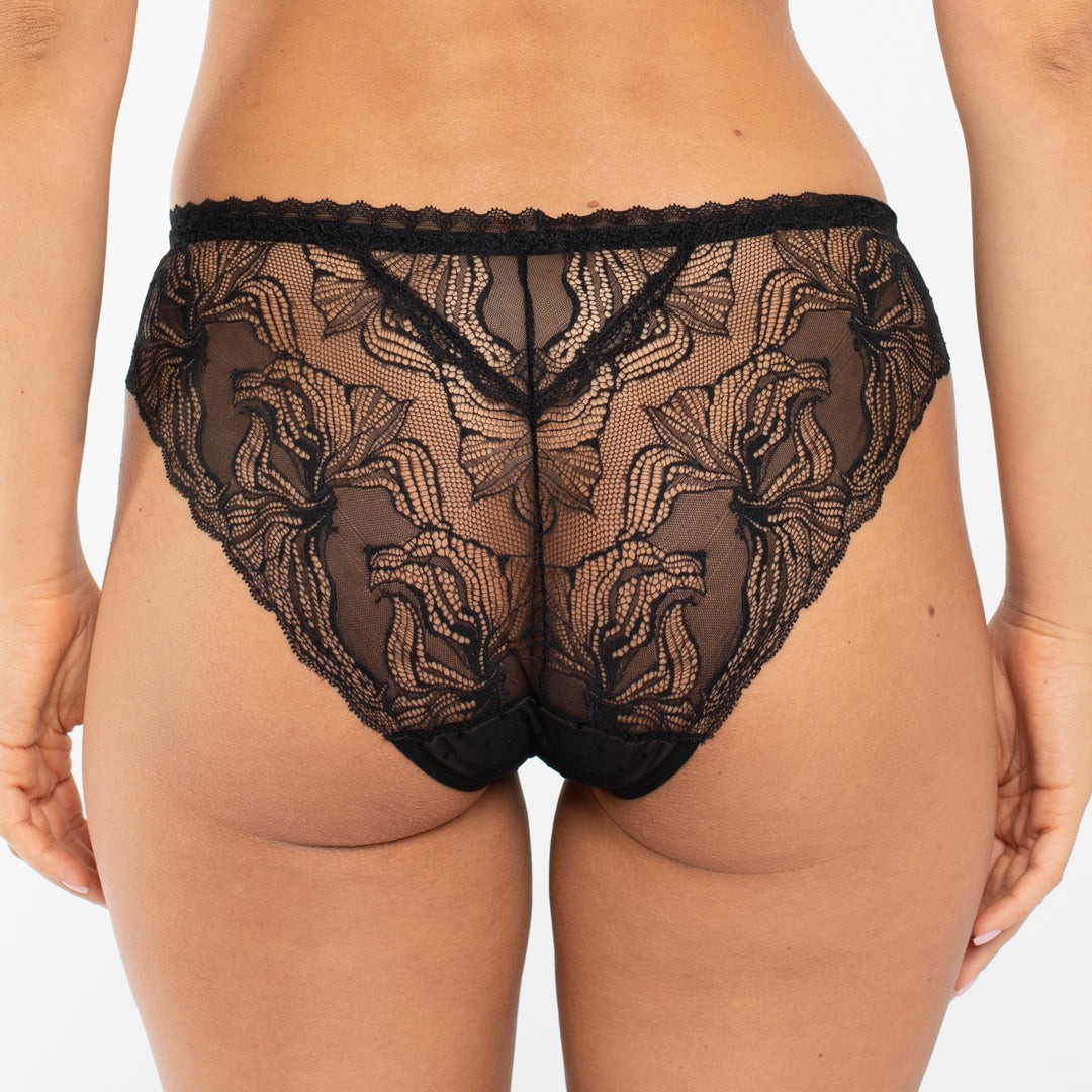 Samanta Nyks Sheer Mesh Polka Dot Bikini Panty Womens Mid-Rise Underwear B400