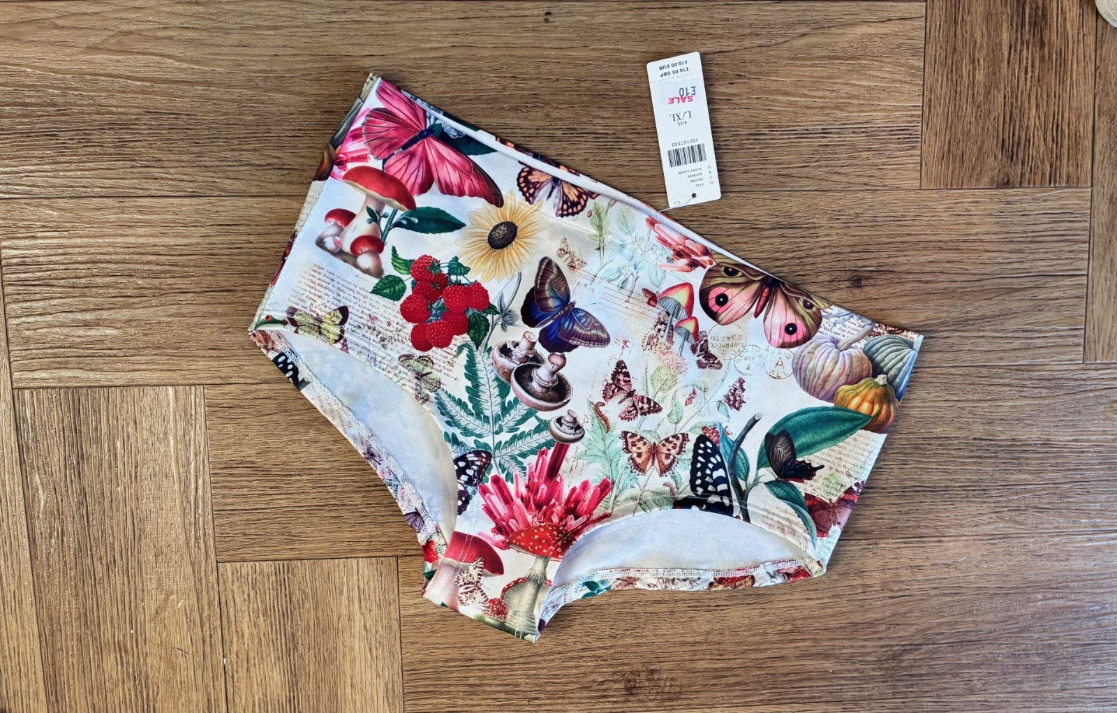 Anthropologie LyreBird Seamless Printed Knickers Hipsters Butterfly Size L/XL