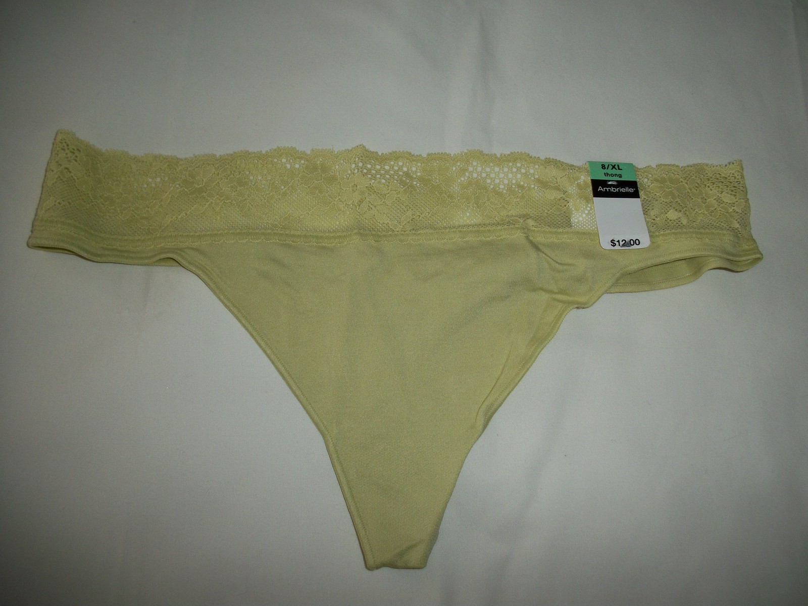 LADIES THONG BRIEF PANTY SIZE 8 / X-LARGE BY AMBRIELLE SHADOW GREEN NWT