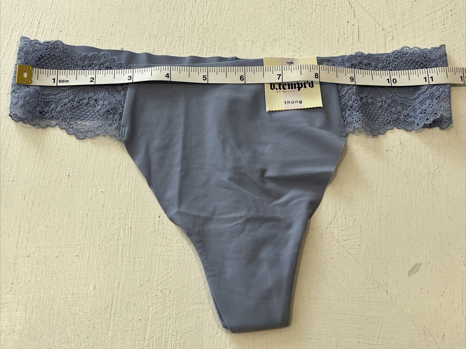 b.tempt’d B.bare 3 Thong Panties Blue Black Light Blue Lace Detail Size Small