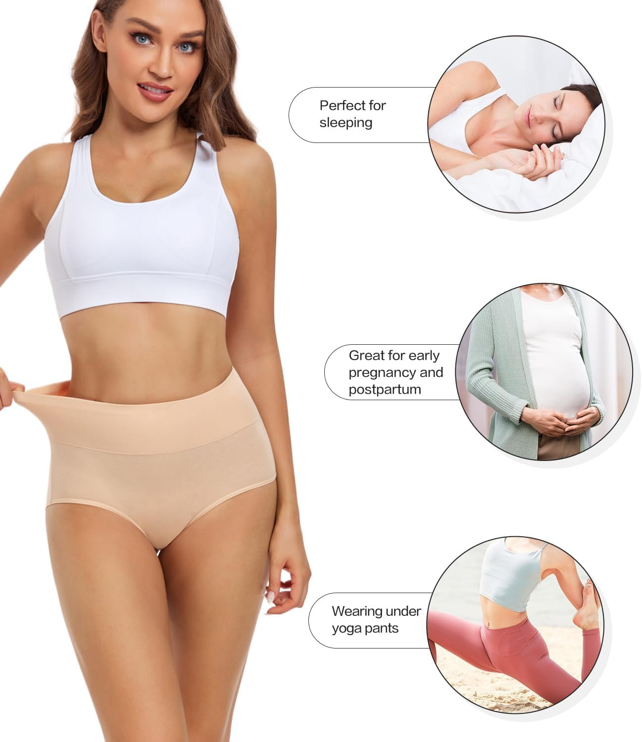 Women’S Cotton Underwear High Waisted Ladies Panties Full Coverage Briefs 4 Pack