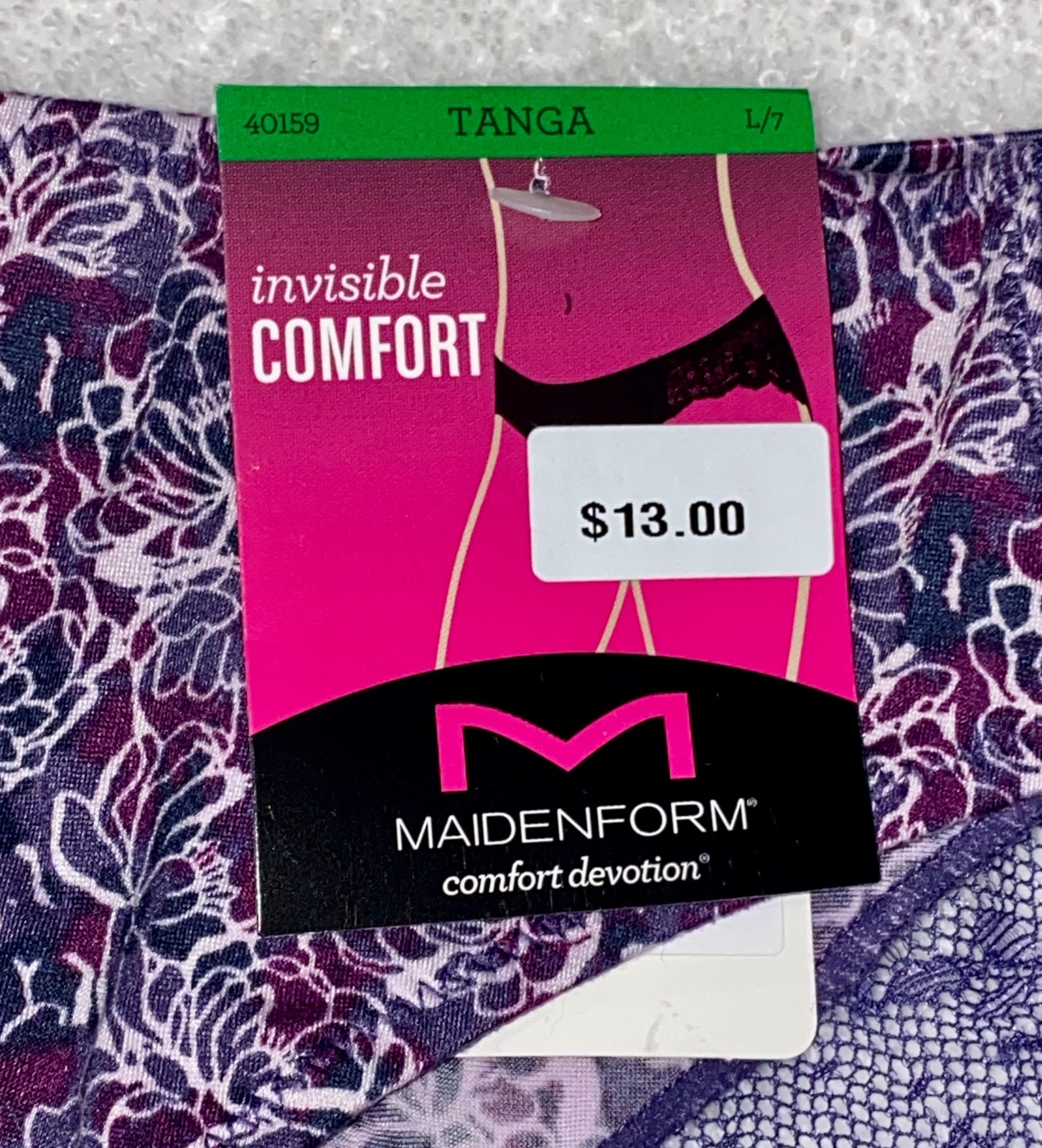 MAIDENFORM Comfort Devotion Batik Blossom Lace Back Tanga Panty Womens S 5 L XL