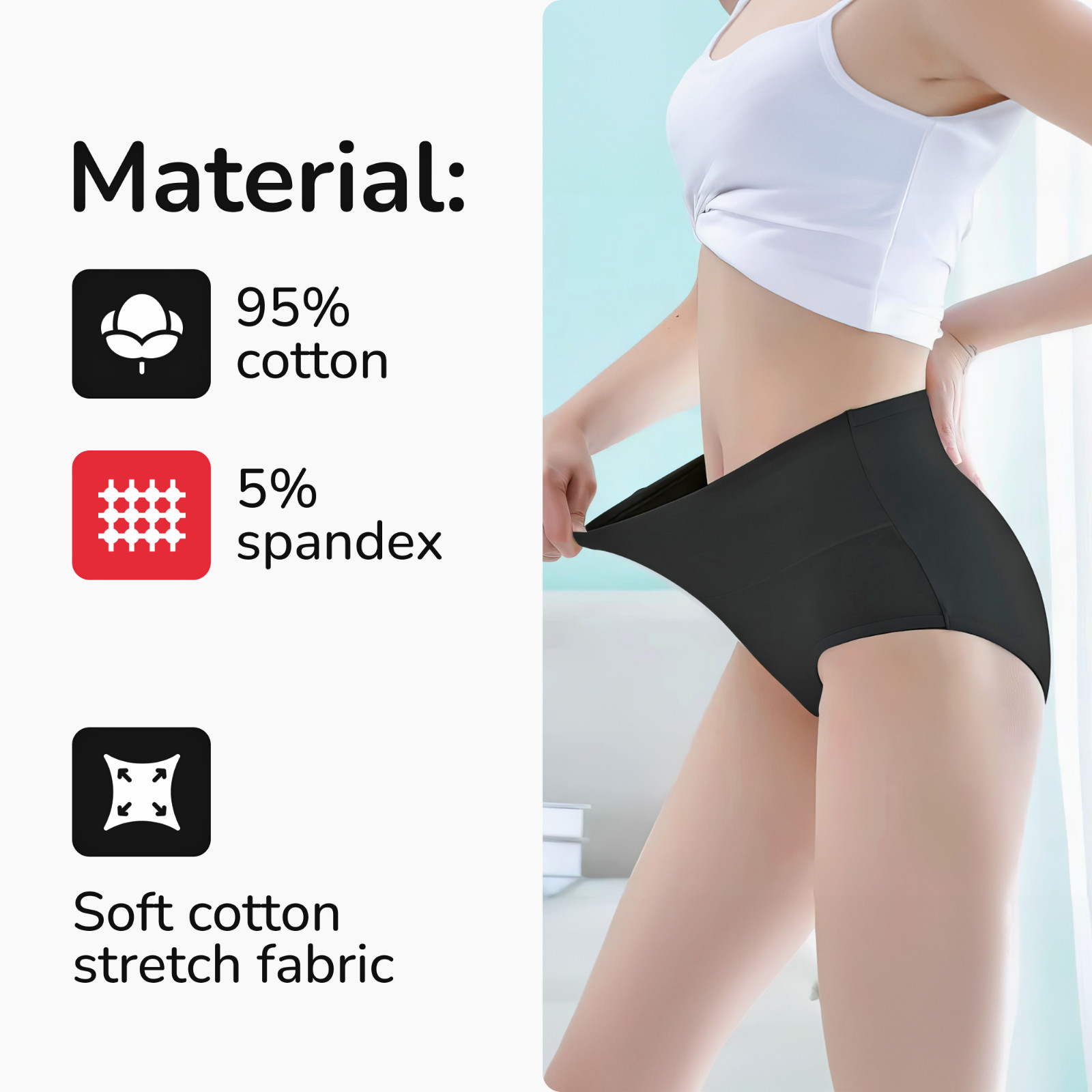 Ladies 5 Pack High Waist Full Briefs Cotton Underwear Knickers for Women S – 5XL