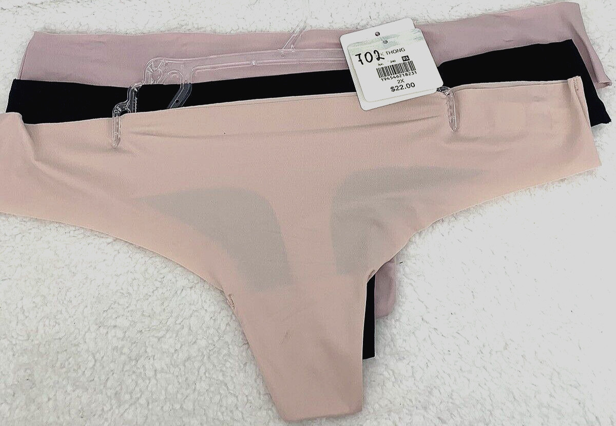 Tranquil & True Women’s Thong SZ 2XL 3-Pk Matte Micro Seamless Edges Laser Bond
