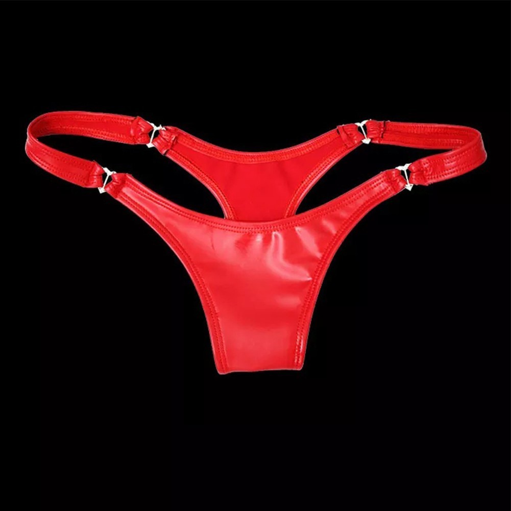 Shiny Leather G string Panties Low Waist Thongs Women’s PVC Lingerie