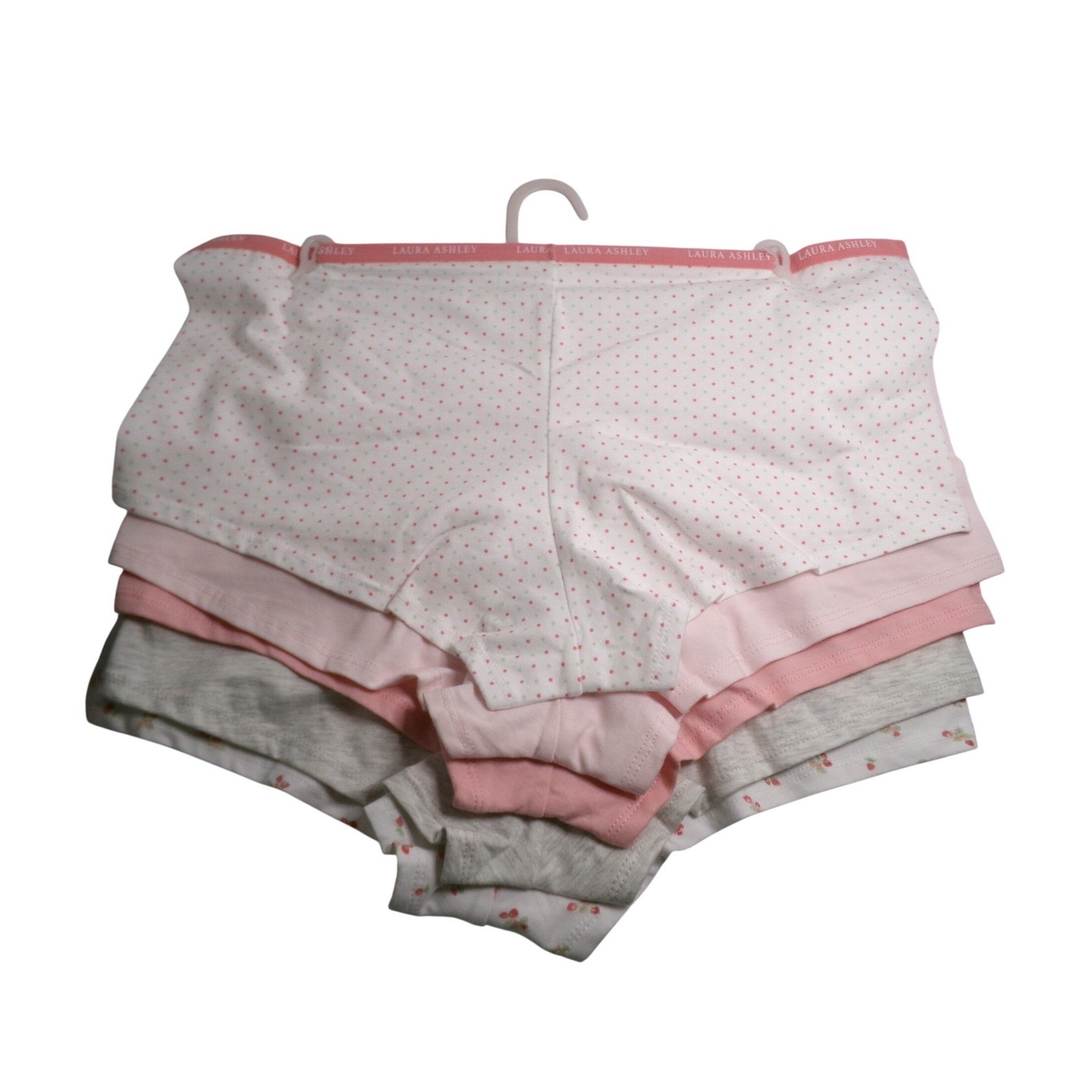 Laura Ashley 5 Pack Women XL Boyshort Panties Pink Floral Cotton Spandex