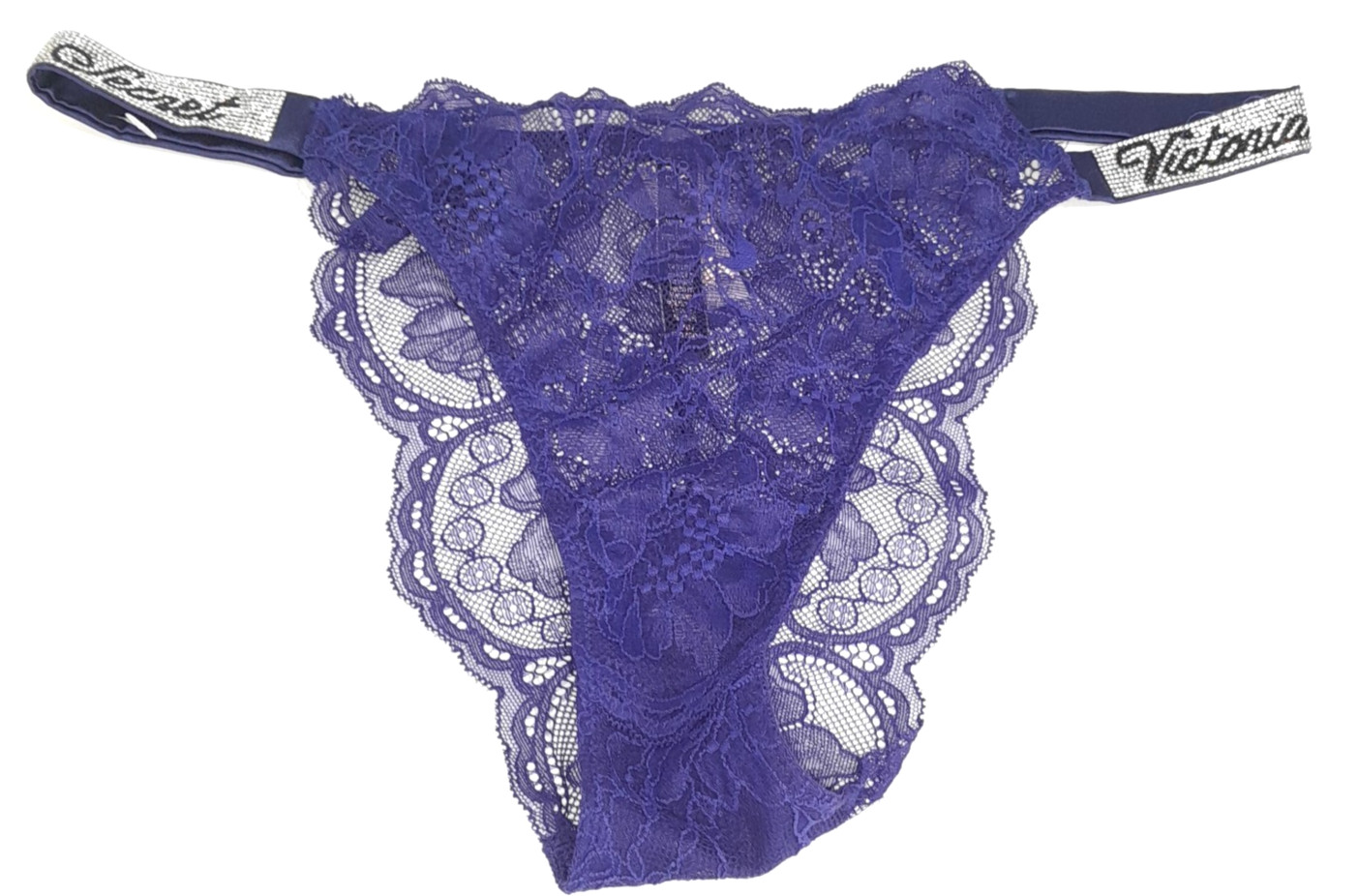 Victorias Secret Panties Womens L Blue Brazilian Bombshell Rhinestone Band NWT