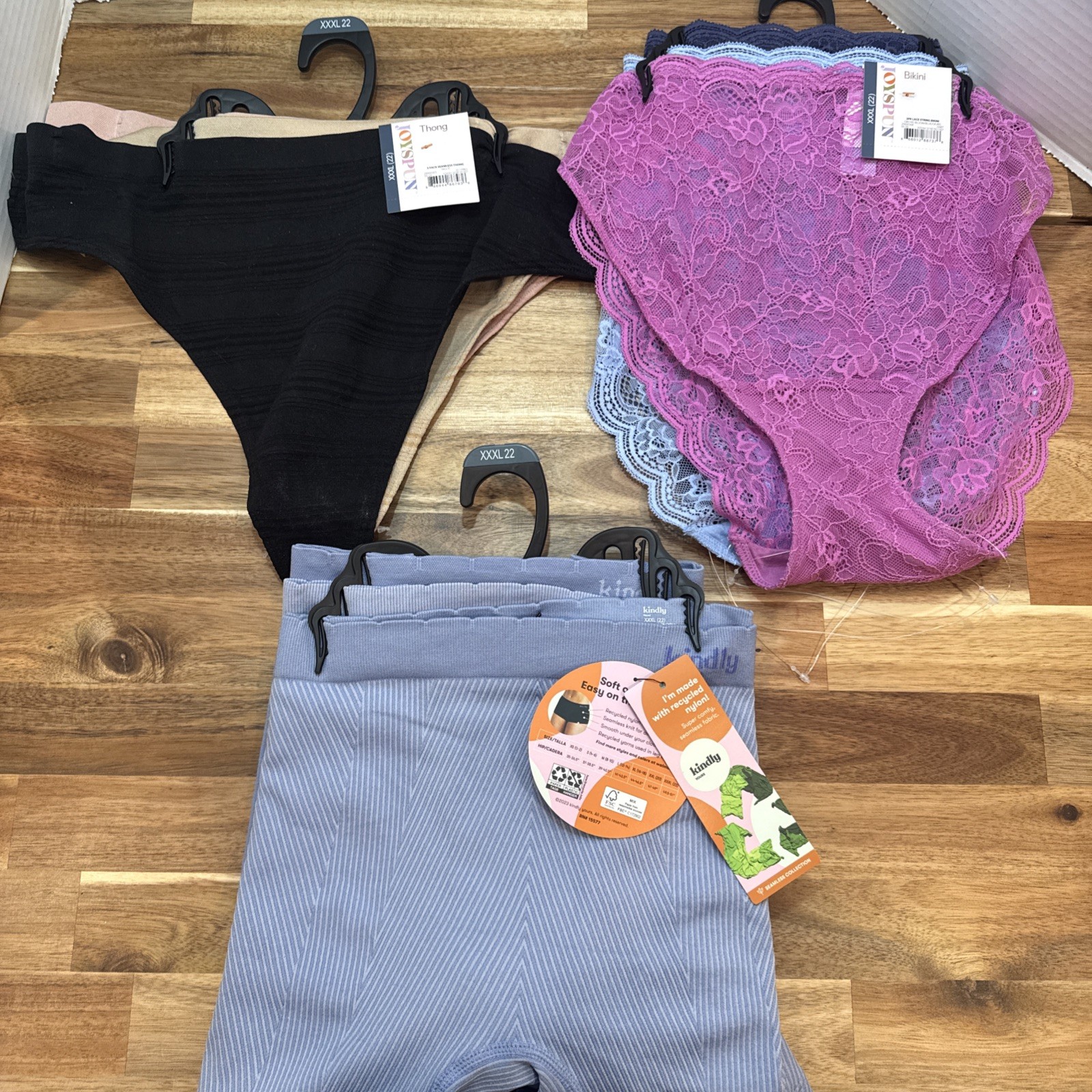 Joyspun 9 Pair Womens Cheeky Underwear Panties 3 Bikini 3 Thong &3 Boyshorts Lot