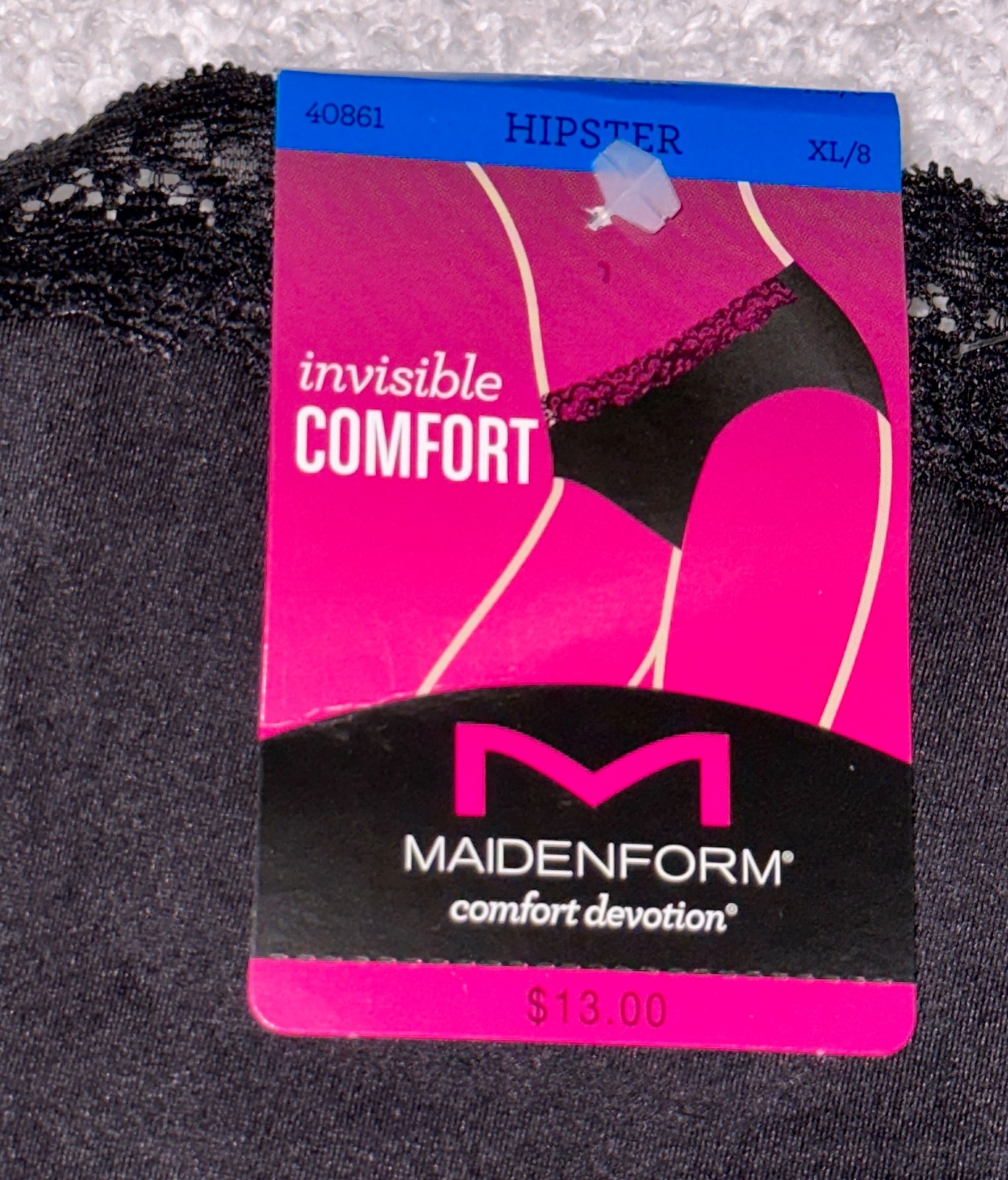 MAIDENFORM Comfort Devotion Embellished Black Hipster Panty Womens S M L XL 2XL