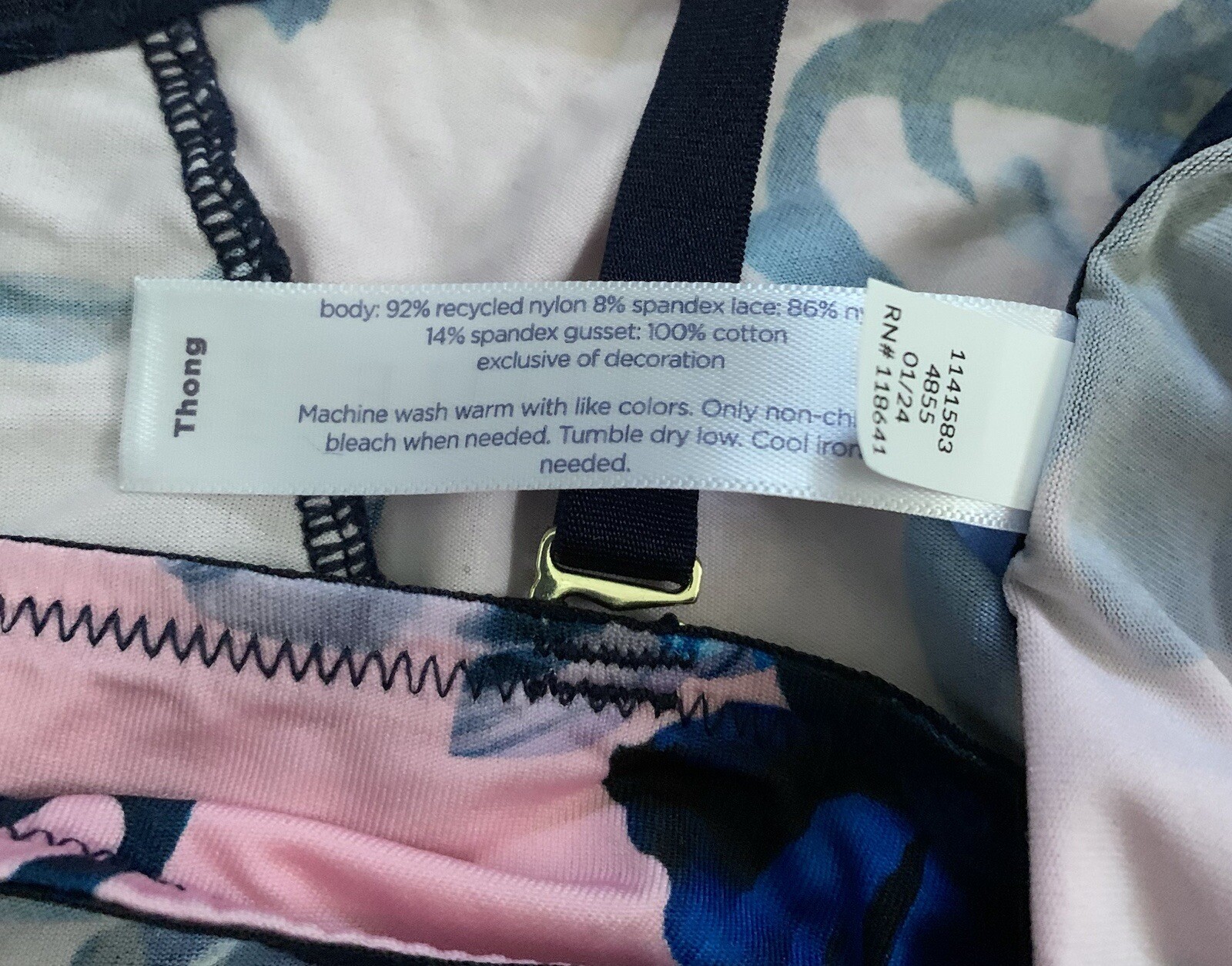 Plus Size 14/16 Lane Bryant Cacique Thong Garter Panty Pink Navy Blue Sexy Lace