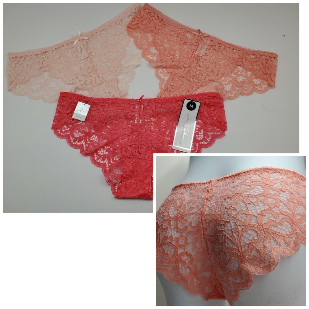 MARILYN MONROE 3-Pack Womens Medium Large XLarge Lace Hipster Panties Pink Tones