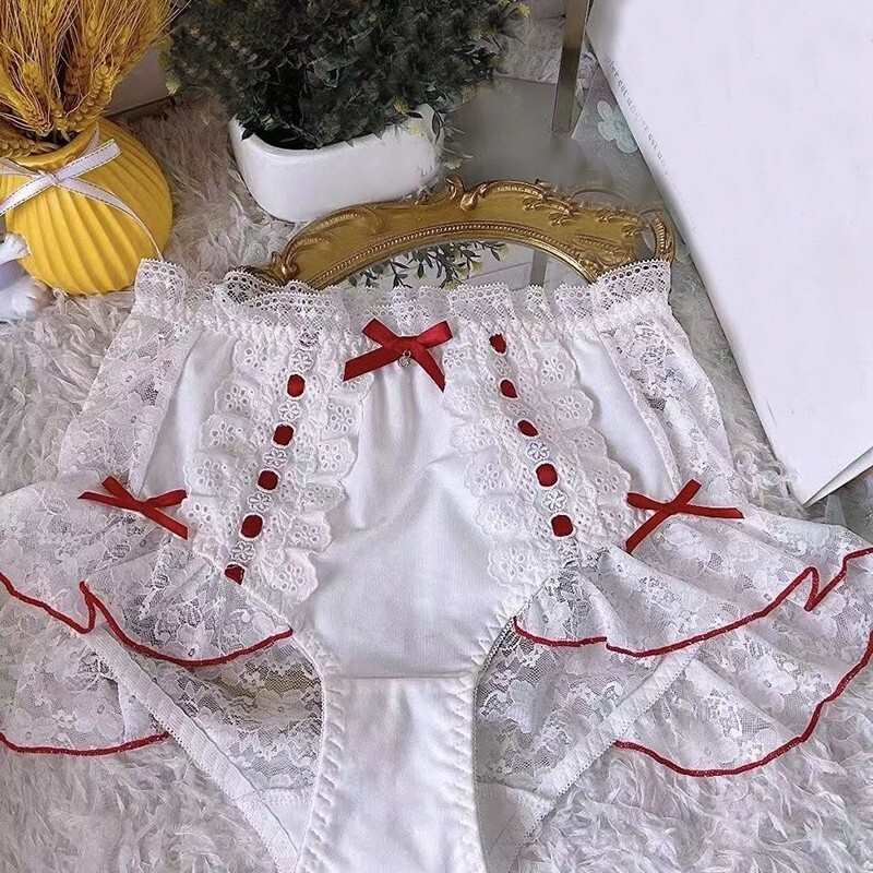 Cute Girls Lace Panties Bow Lolita Briefs Underwear Princess Japanese Underpants
