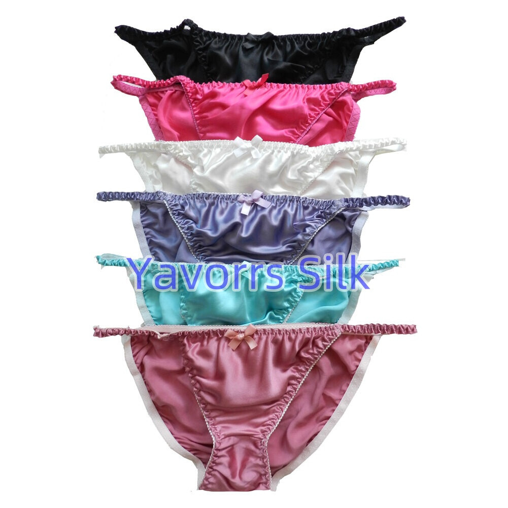 Yavorrs 6 Pairs 100% Pure Silk Women’s String Bikini Panties Size S M L XL 2XL