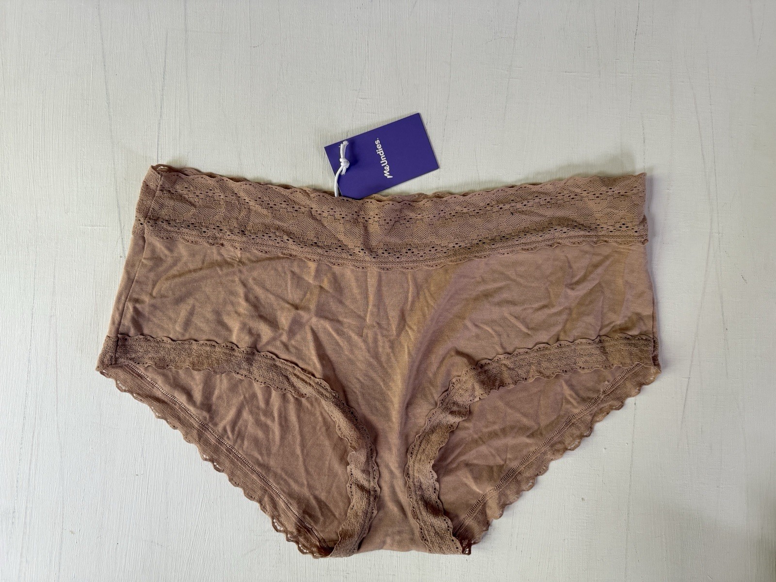 NWT MeUndies Women’s Sz XL FeelFree Ultramodal Lace Hipster Panty Sand Dune