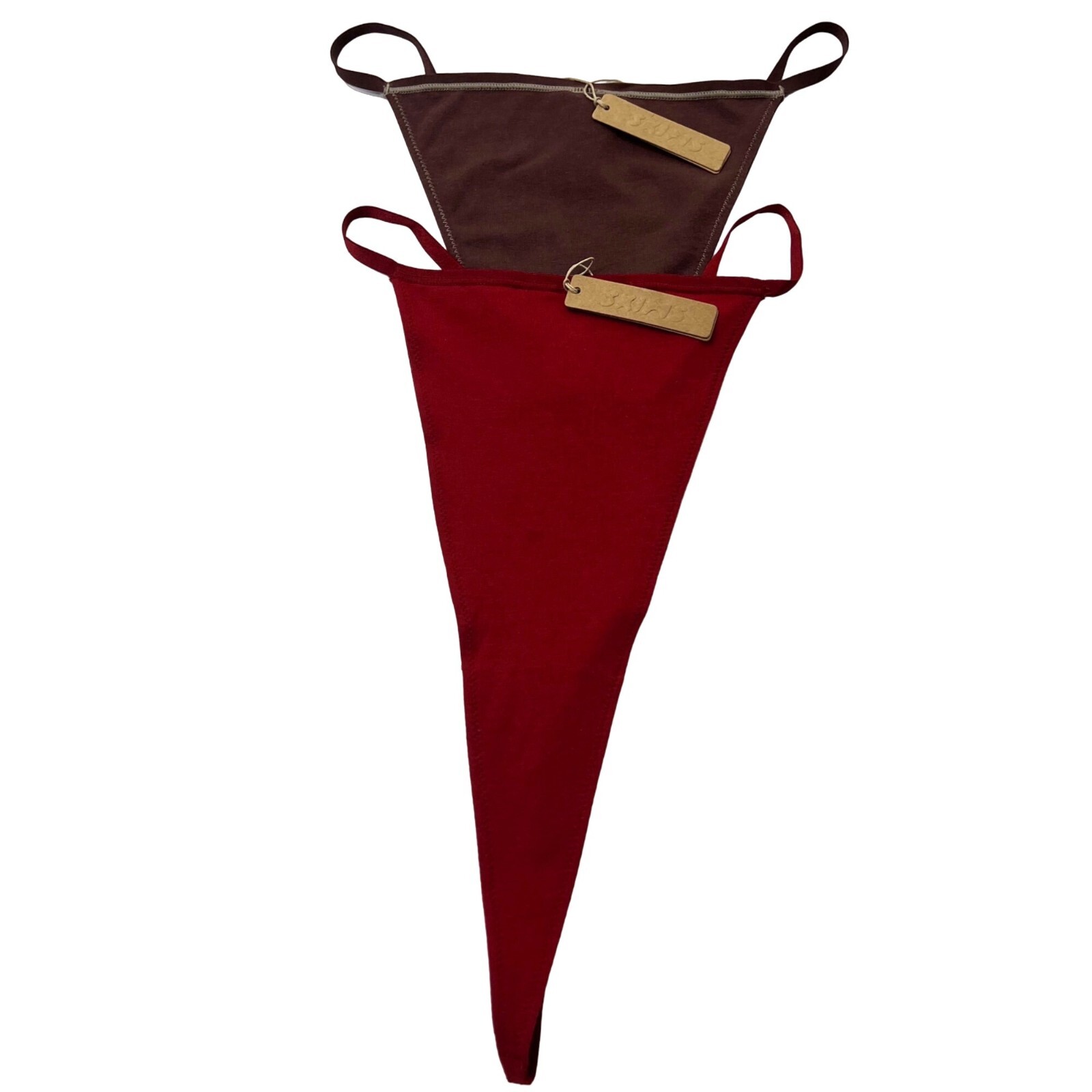 SKIMS Cotton Jersey T-String Thong Lot of 2 Chocolate Brick Womens 4X