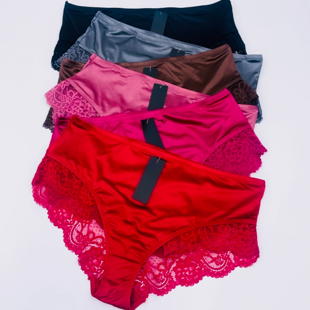 3/6 Pack Sexy Women’s Lace Satin Panties Underwear Brief Bikini Lingerie Plus Sz