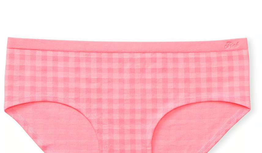 XXL Pink Gingham Jacquard Seamless Victorias Secret PINK Hipster Hiphugger Panty