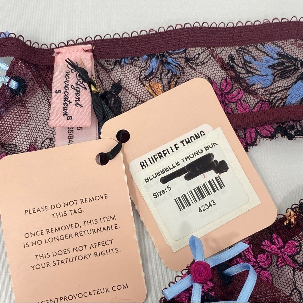 Agent Provocateur Bluebelle Burgundy Multi Thong AP5 Extra Large New