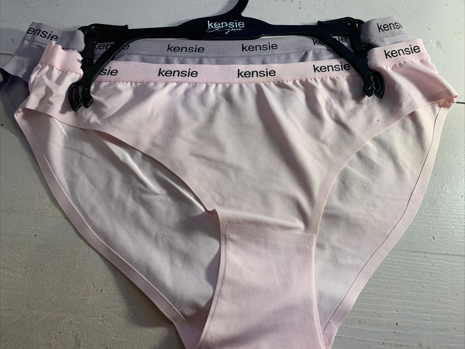 Kensie Lengerie Bikini Panties Pink & Gray XL Polyester Spandex 2 Pack